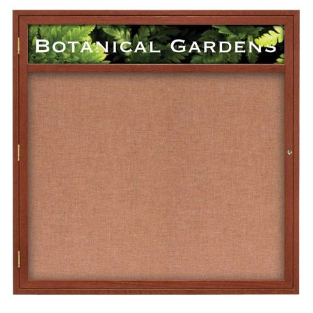 UNITED VISUAL PRODUCTS Double Door Enclosed Radius EZ Tack Board, 48"x36", Bronze/Grey UV7003EZ-GREY-BRONZE